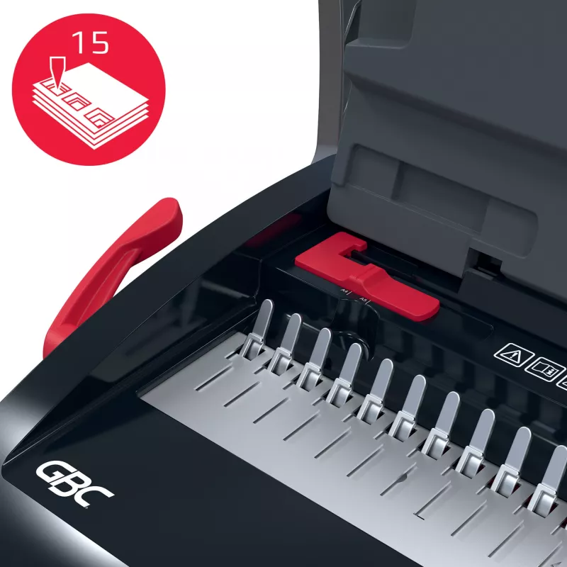 GBC CombBind CB15 4410061 rilegatrice a dorsi plastici, nera/argento/rossa