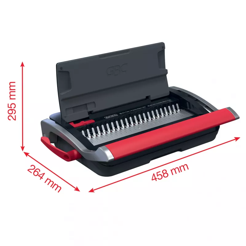 GBC CombBind CB15 4410061 rilegatrice a dorsi plastici, nera/argento/rossa