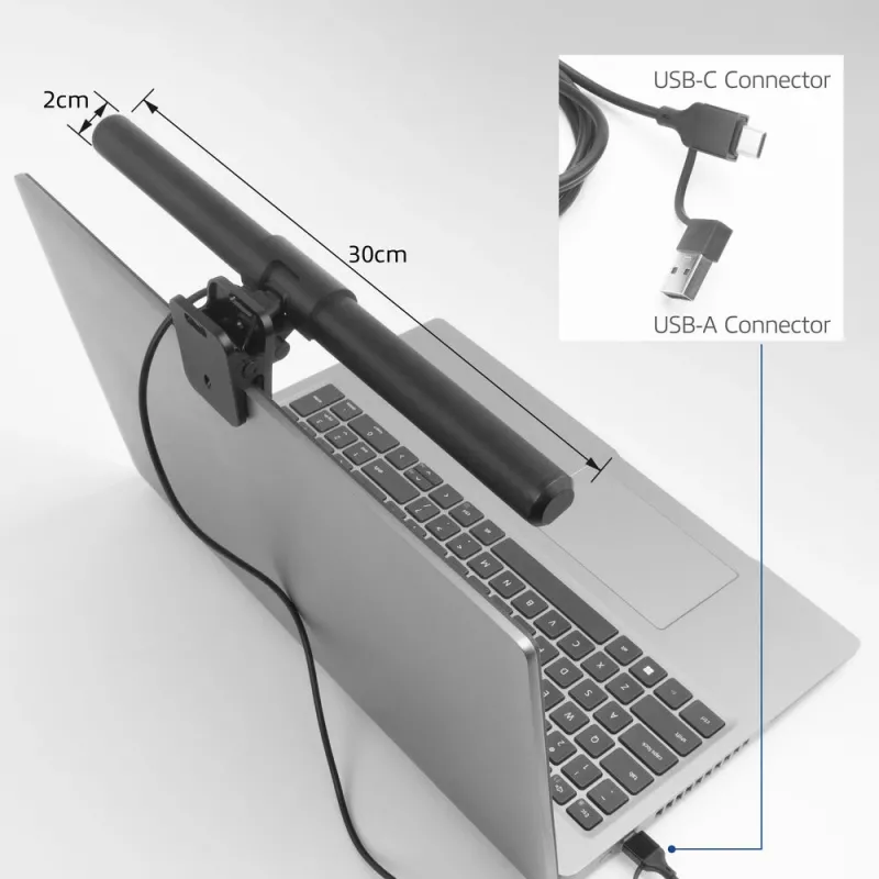 Barra LED per laptop a clip ACT AC8050, dimmerabile, alimentata via USB