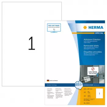Etichette rimovibili HERMA 10315 A4 210x297 mm bianco Movables