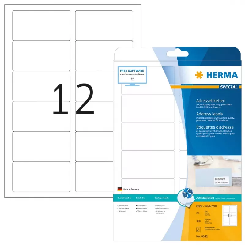 Etichette indirizzo inkjet HERMA 8842