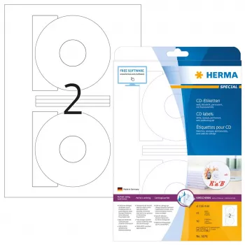 Etichette per CD HERMA A4 Ø 116 mm bianco carta opaca coprente 50 pezzi