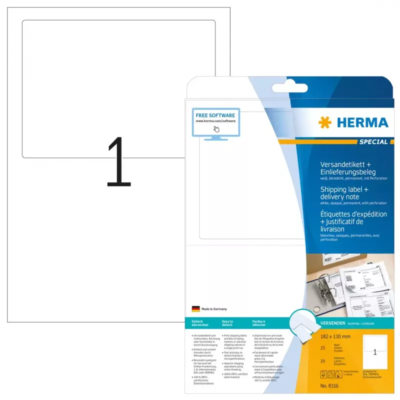 Etichetta di spedizione + documento di trasporto HERMA 8316
