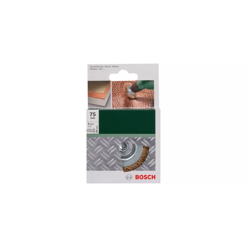 Bosch 2609256519 spazzola a disco, Ø 75 mm, filo d'acciaio ottonato, gambo 6 mm