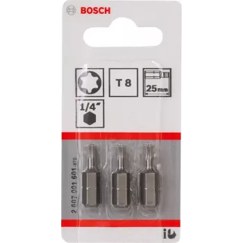 Bit per cacciavite Bosch 2607001601 T8 extra duro 3 pezzi 25 mm