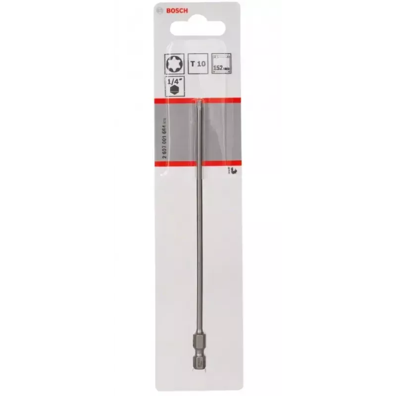 Bosch 2607001664 inserto per cacciavite Torx T10, extra duro, E 6,3, 1 pz.