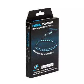 Cavo USB-A/Lightning RealPower 0,75 m nero/blu