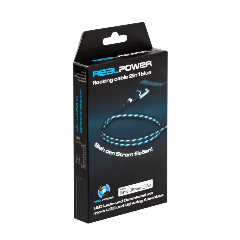 Cavo USB-A/Lightning RealPower 0,75 m nero/blu
