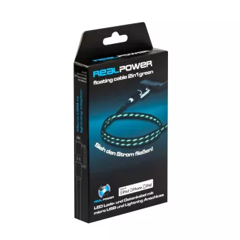 Cavo USB A/Lightning RealPower 0,75 m nero verde