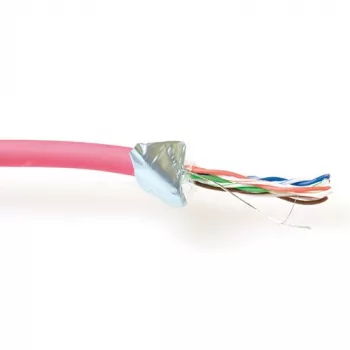 Cavo patch ACT CAT5E F/UTP LSZH trefolo rosso 100 m
