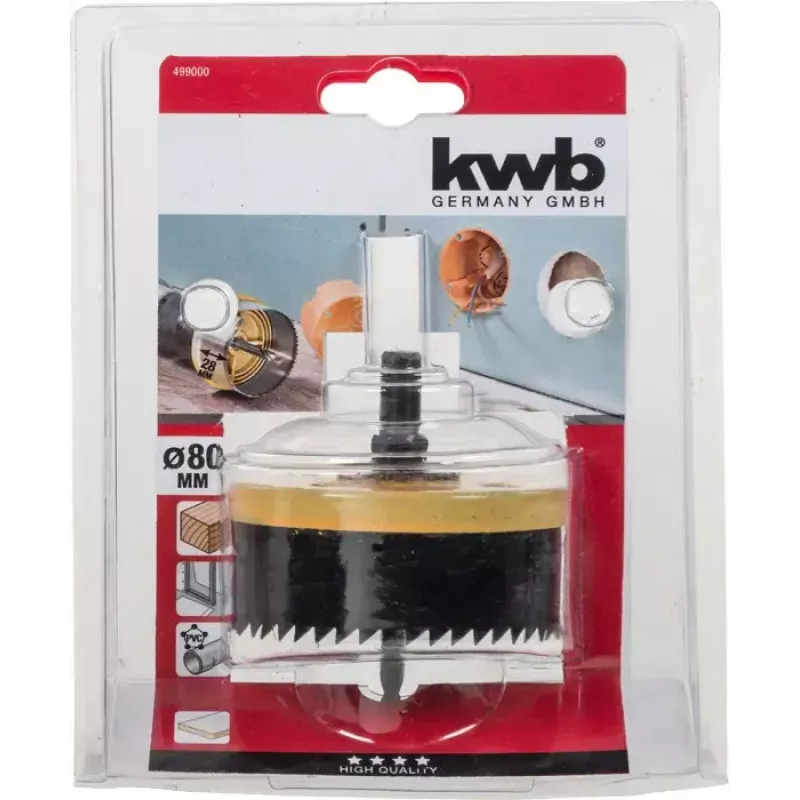 Sega a tazza KWB 499000 8 cm singola per trapano cartongesso plastica legno tenero