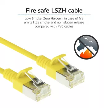 ACT giallo 1.5 metri LSZH U/FTP CAT6A Datacenter Slimline cavo patch, snagless, con connettori RJ45