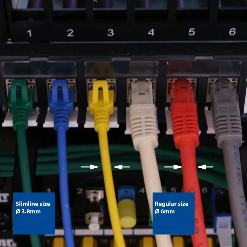ACT nero 3 metri LSZH U/FTP CAT6A Datacenter Slimline cavo patch con connettori RJ45 snagless