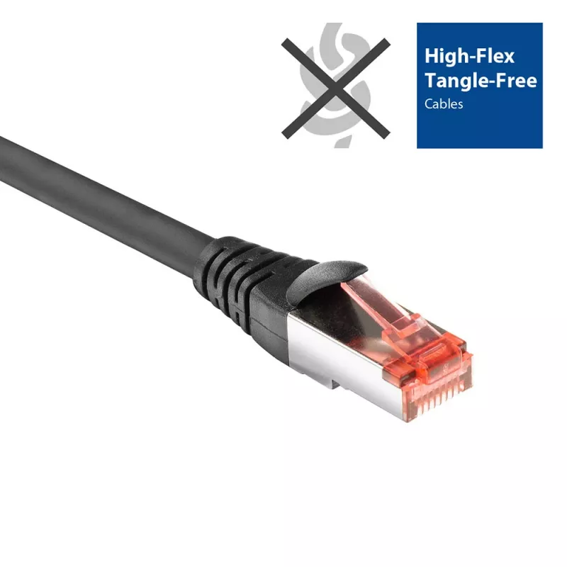 ACT nero 3 metri CAT6A U/FTP PVC cavo patch altamente flessibile snagless con connettori RJ45