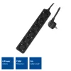 Ciabatta ACT, 6 prese, 3 m, nero