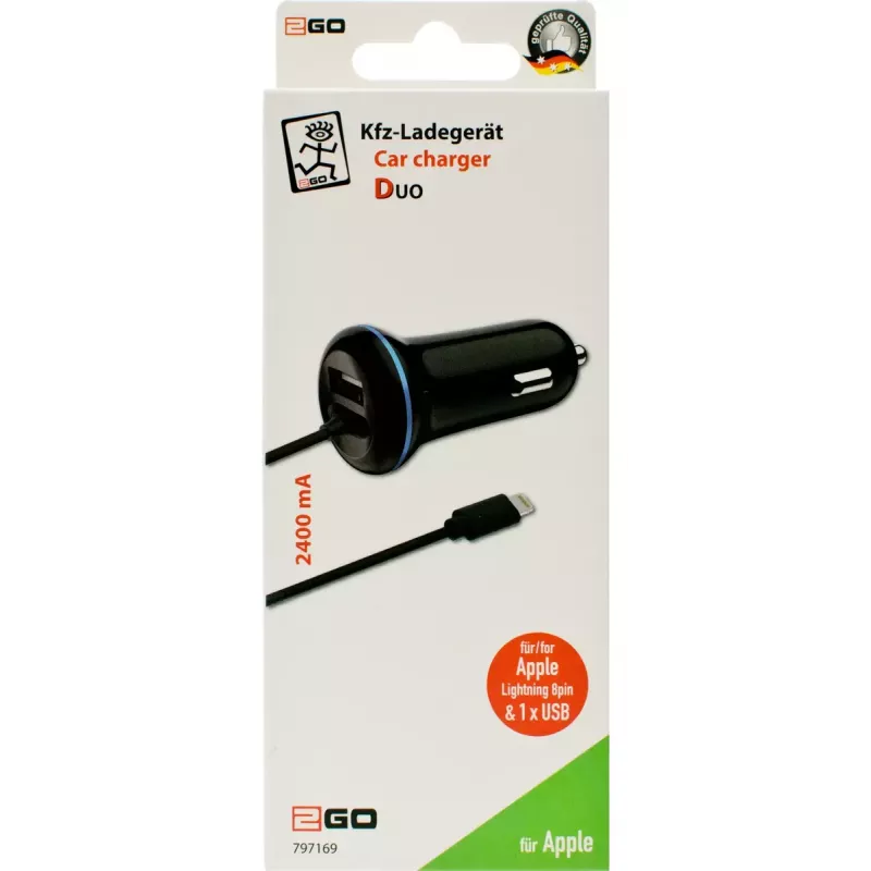 Caricabatterie mobile 2GO 797169 universale nero accendisigari auto 12/24V