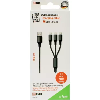 Cavo Lightning 2GO 797155 1,5 m nero USB B USB C Micro-USB B