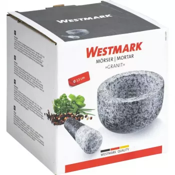 Mortaio e pestello Westmark granito grigio — granito, Ø 13 cm, 131×131 mm