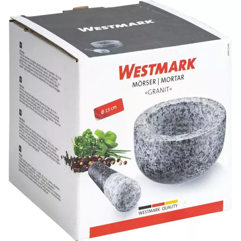 Mortaio e pestello Westmark granito grigio — granito, Ø 13 cm, 131×131 mm