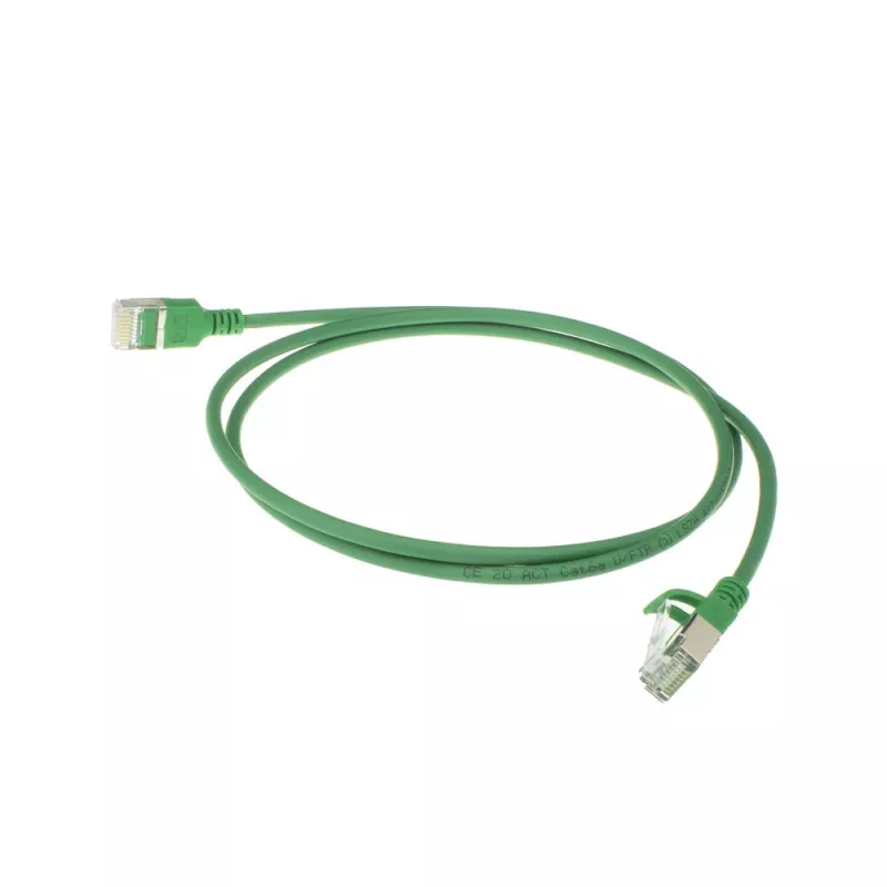 ACT verde 7 m LSZH U/FTP CAT6A patch cable slimline per data center con protezione del fermo e connettori RJ45