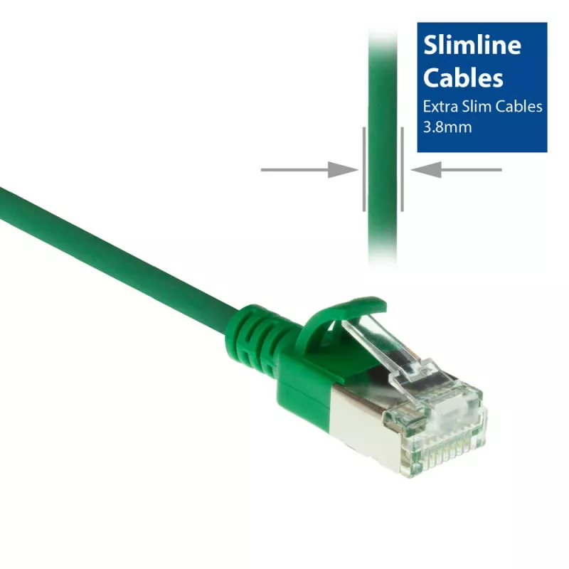 ACT verde 7 m LSZH U/FTP CAT6A patch cable slimline per data center con protezione del fermo e connettori RJ45