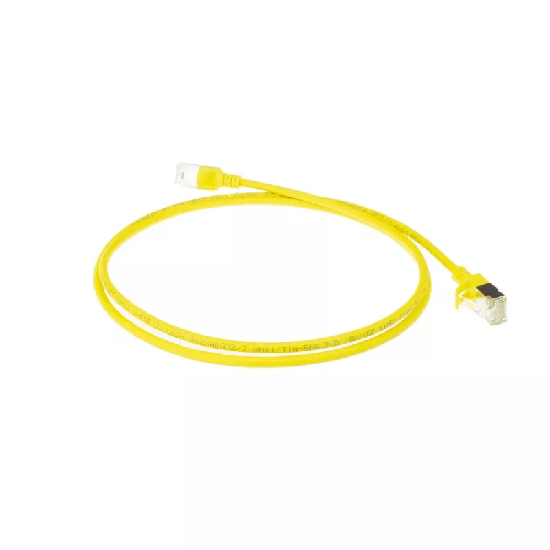 ACT giallo 7 metri LSZH U/FTP CAT6A patch cable slimline per data center con protezione del fermo e connettori RJ45