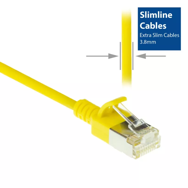 ACT giallo 7 metri LSZH U/FTP CAT6A patch cable slimline per data center con protezione del fermo e connettori RJ45