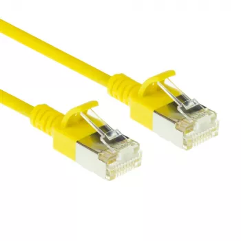 ACT giallo 10 m LSZH U/FTP CAT6A patch cable slimline per data center con connettori RJ45 e protezione antitorsione