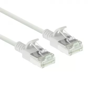 ACT bianco 0,25 metri LSZH U/FTP CAT6A patch cable slimline per data center snagless con connettori RJ45
