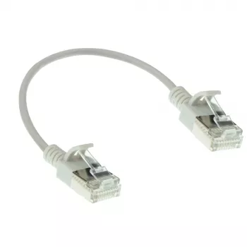 ACT grigio 0,15 metri LSZH U/FTP CAT6A patch cable slimline per data center, con protezione del fermo e connettori RJ45