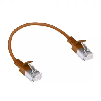 ACT Marrone 0,15 metri LSZH U/FTP CAT6A cavo patch slimline datacenter snagless con connettori RJ45