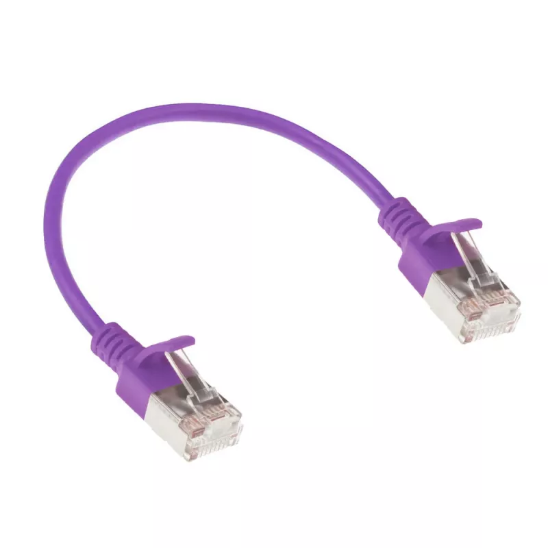 ACT Viola 0,5 metri LSZH U/FTP CAT6A cavo patch slimline datacenter con protezione linguetta e connettori RJ45