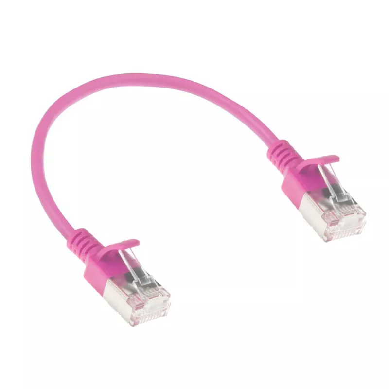 ACT Rosa 0,5 m LSZH U/FTP CAT6A cavo patch slimline datacenter snagless con connettori RJ45