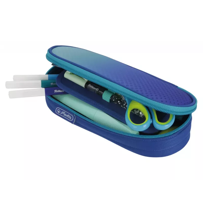 Astuccio portapenne Herlitz Dip Dye Soft poliestere blu turchese 215x95x60 mm