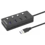 Dock/Hub USB-C Manhattan, porte (x4) con interruttore on/off per ogni porta: USB-A (x4), 5 Gbps (USB 3.2 Gen1 noto anche come USB 3.0), universale per tutti i dispositivi, alimentazione bus o AC (connessione opzionale, non inclusa), cavo 1,5 m, SuperSpeed USB, nero, tre anni di garanzia