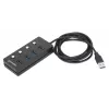 Dock/Hub USB-C Manhattan, porte (x4) con interruttore on/off per ogni porta: USB-A (x4), 5 Gbps (USB 3.2 Gen1 noto anche come USB 3.0), universale per tutti i dispositivi, alimentazione bus o AC (connessione opzionale, non inclusa), cavo 1,5 m, SuperSpeed USB, nero, tre anni di garanzia