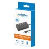 Dock/Hub USB-C Manhattan, porte (x4) con interruttore on/off per ogni porta: USB-A (x4), 5 Gbps (USB 3.2 Gen1 noto anche come USB 3.0), universale per tutti i dispositivi, alimentazione bus o AC (connessione opzionale, non inclusa), cavo 1,5 m, SuperSpeed USB, nero, tre anni di garanzia