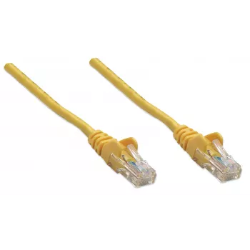 Cavo patch di rete Intellinet, Cat5e, 1 m, giallo, CCA, U/UTP, PVC, RJ45, contatti placcati oro, senza linguetta, protezione anti-piega stampata, garanzia a vita