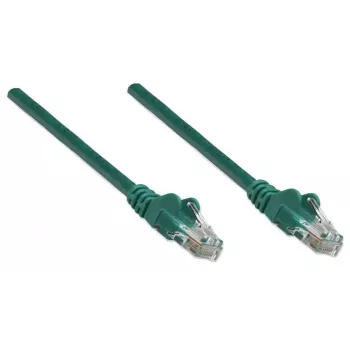 Cavo patch di rete Intellinet, Cat5e, 1 m, verde, CCA, U/UTP, PVC, RJ45, contatti placcati oro, protezione del gancio, protezione anti-piega stampata, garanzia a vita