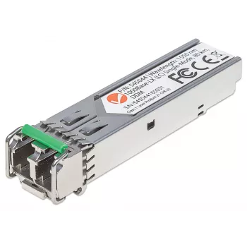 Modulo ricetrasmettitore Intellinet ottico, Gigabit Fiber SFP, 1000Base-Lx (LC) porta single-mode, 80 km, lunghezza d'onda 1550 nm, conforme MSA, compatibile Cisco GLC-ZX-SMD, Ethernet, fibra ottica, garanzia tre anni