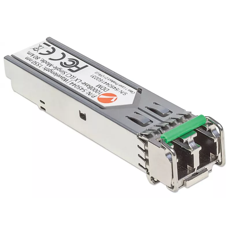 Modulo ricetrasmettitore Intellinet ottico, Gigabit Fiber SFP, 1000Base-Lx (LC) porta single-mode, 80 km, lunghezza d'onda 1550 nm, conforme MSA, compatibile Cisco GLC-ZX-SMD, Ethernet, fibra ottica, garanzia tre anni