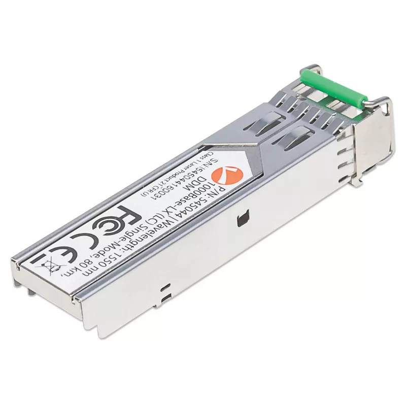 Modulo ricetrasmettitore Intellinet ottico, Gigabit Fiber SFP, 1000Base-Lx (LC) porta single-mode, 80 km, lunghezza d'onda 1550 nm, conforme MSA, compatibile Cisco GLC-ZX-SMD, Ethernet, fibra ottica, garanzia tre anni