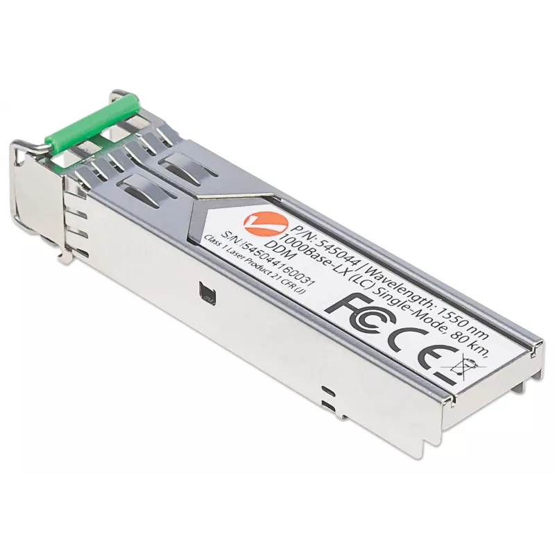 Modulo ricetrasmettitore Intellinet ottico, Gigabit Fiber SFP, 1000Base-Lx (LC) porta single-mode, 80 km, lunghezza d'onda 1550 nm, conforme MSA, compatibile Cisco GLC-ZX-SMD, Ethernet, fibra ottica, garanzia tre anni