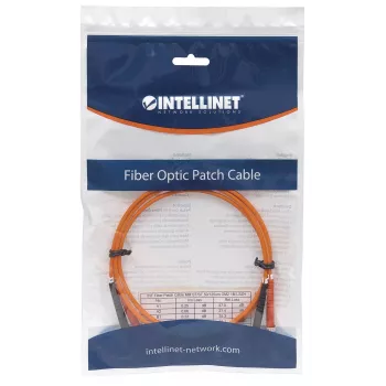 Cavo patch in fibra ottica Intellinet, OM2, ST/ST, 2 m, arancione, duplex, multimodale, 50/125 µm, LSZH, fibra ottica, garanzia a vita