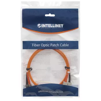 Cavo patch in fibra ottica Intellinet, OM2, ST/SC, 1 m, arancione, duplex, multimodale, 50/125 µm, LSZH, fibra, garanzia a vita
