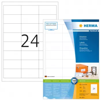 Etichetta autoadesiva per stampante HERMA Labels Premium A4 66x33,8 mm