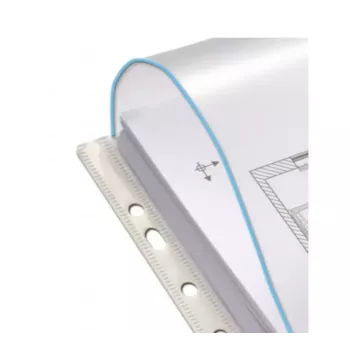 Custodia forata espandibile ELBA, A4, PP, 0,2 mm cristallo trasparente, aperta in alto, con grande patta di chiusura (M670619)