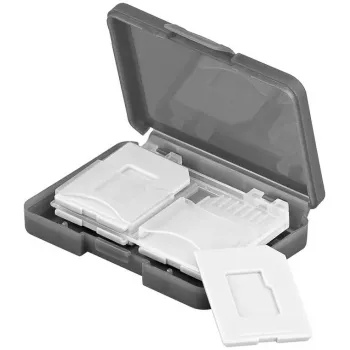 Scatola portaschede di memoria GOOBAY 95349 — contiene 4 schede, compatibile con SD/MicroSD/MMC, plastica grigio trasparente