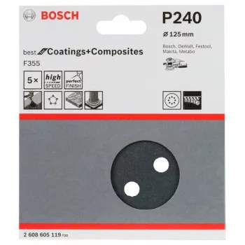 Bosch 2 608 605 119 accessorio abrasivo manuale foglio abrasivo P240 5 pezzi
