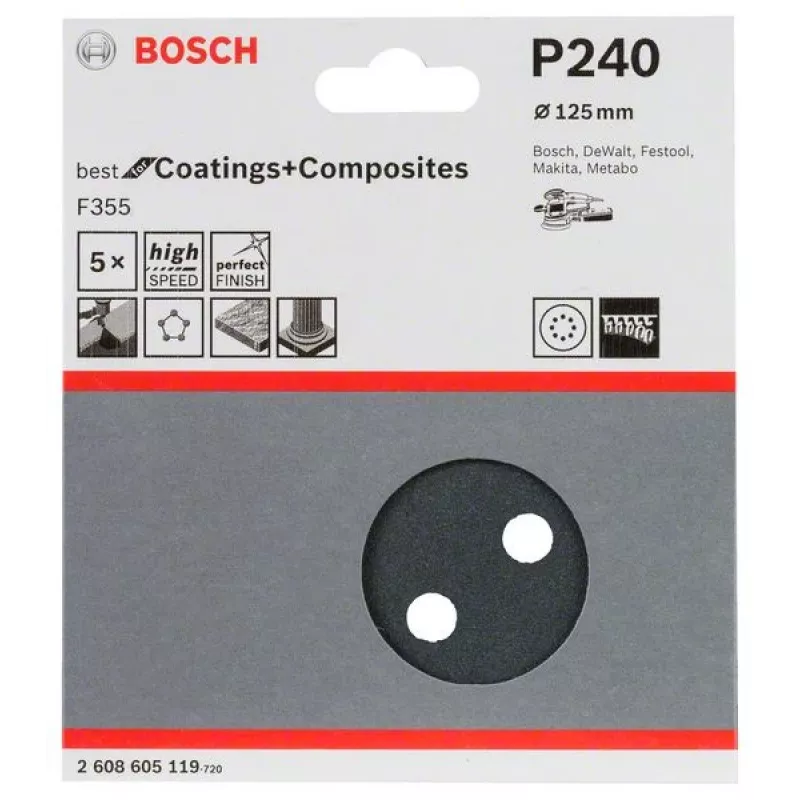 Bosch 2 608 605 119 accessorio abrasivo manuale foglio abrasivo P240 5 pezzi